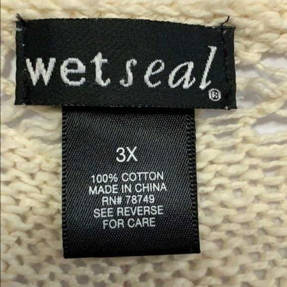 Wet Seal Woman's White Crochet Ivory Color Fringe Cardigan Duster Size 3X - Picture 2 of 6